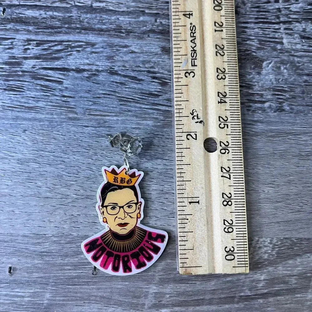 Ruth Bader Ginsburg Acrylic Rhinestone Stud Earrings Dangle Earrings - Picture 6 of 7